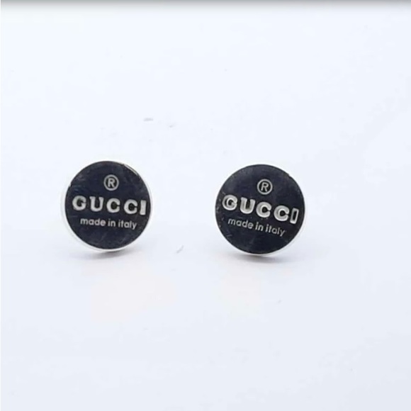 Authentic Gucci sterling silver trademark logo button stud earrings - Picture 1 of 13